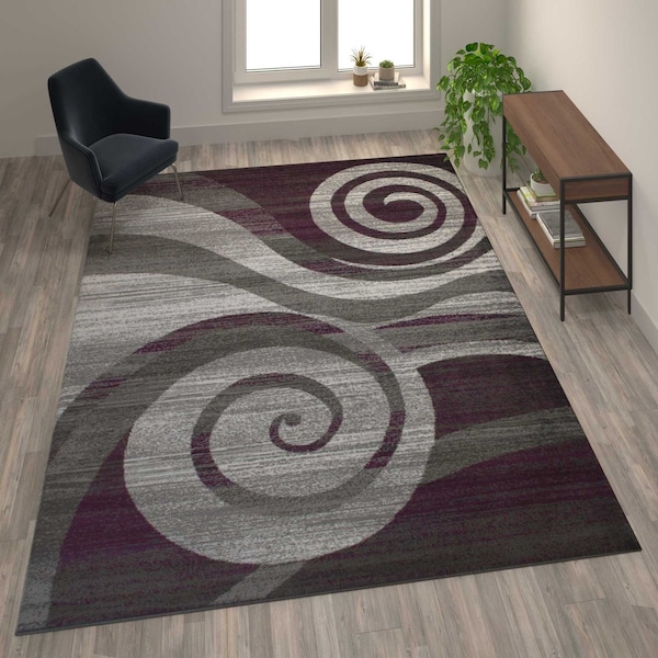 Flash Furniture Purple 6' x 9' Modern Swirl Pattern Area Rug OKR-RG1103-69-PU-GG - main